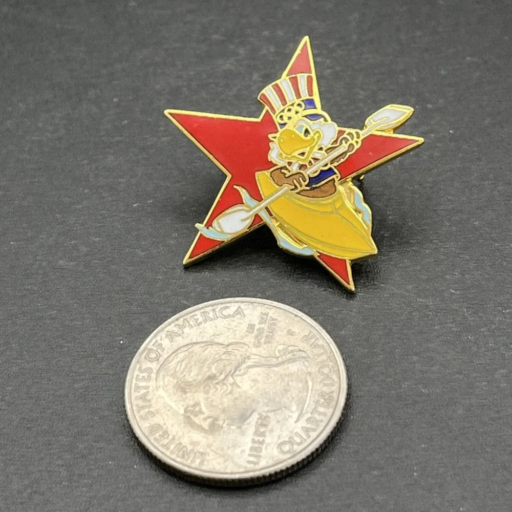 1984 Los Angeles‎ Olympics Sam The Eagle Kayaking Event Star Lapel Hat Pin